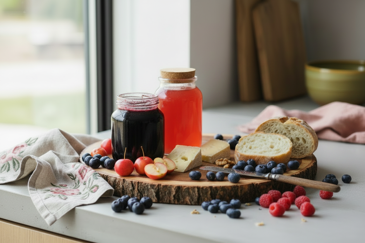 Jam spread with unlabeled jars